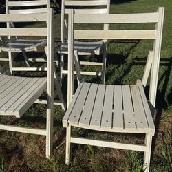 6 Indoor-Outdoor, Mid-Century Modern, white wooden folding chairs