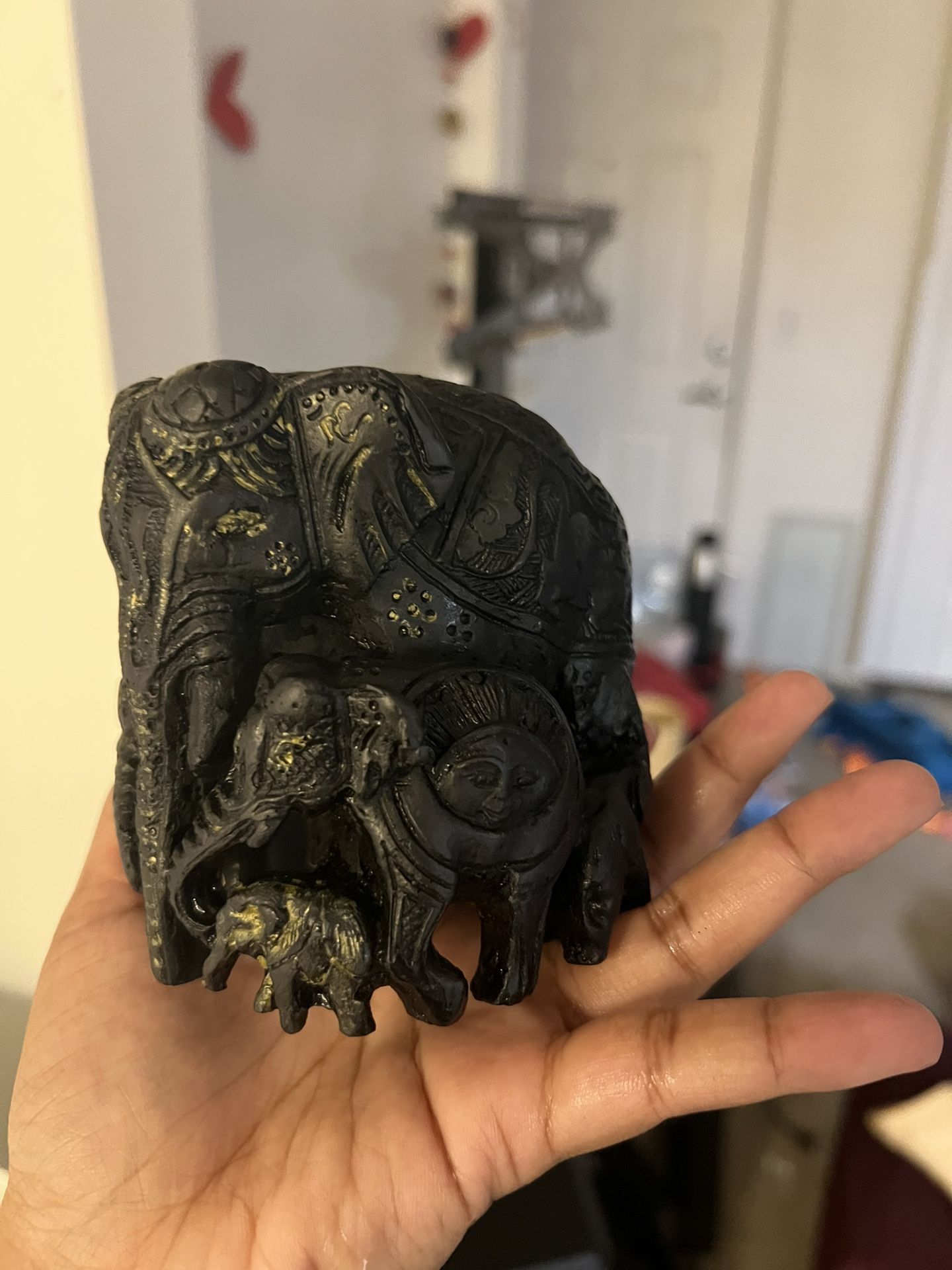 Beautiful Indian Stone Elephant herd Statue