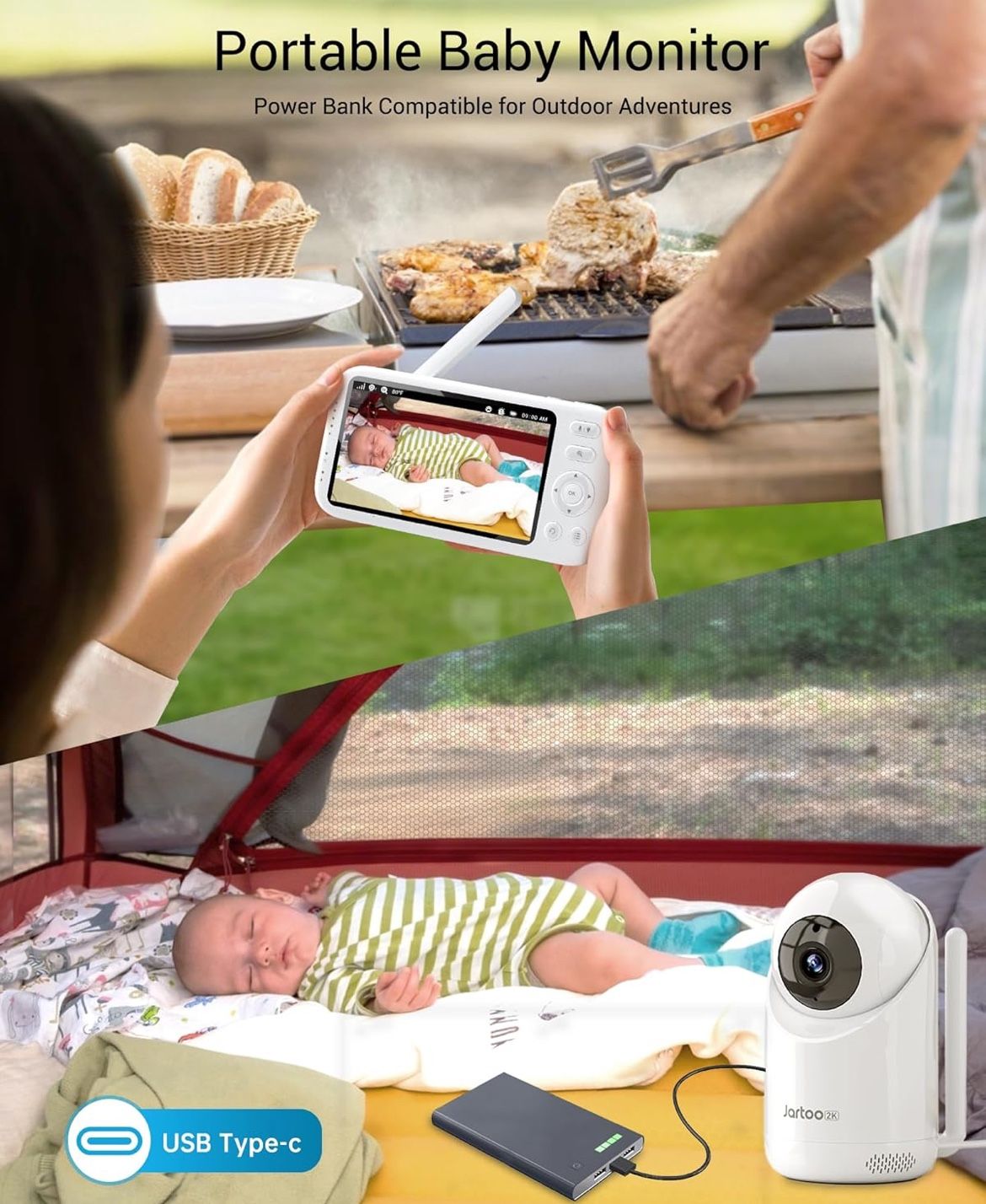 New In Box 2K Video Baby Monitor with Camera&Audio,3000ft Long Range No WiFi5.5"FHD Screen ANC Wireless,Portable,Night Vision,2Way Talk,AI Cry Detect,