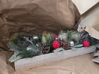 Christmas Holiday Centerpiece with Candle Holders
