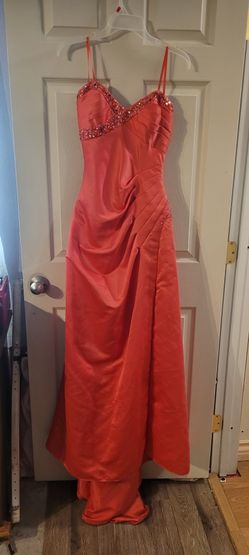 Coral Floor-Length Formal Dress