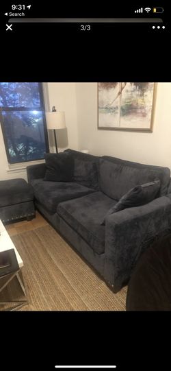 Blue Bob’s Furniture Sofa(couch) and Ottoman
