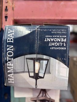 Hampton Bay Knightley 1-Light Matte Black Mini Pendant Clear Glass