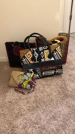 Handmade African- African Wax Print Fabric Bags - Purses