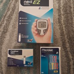 Contour Glucose Monitor, Test strips & Lancets