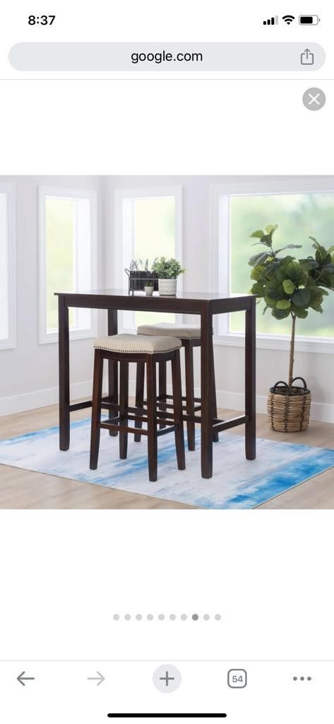 Linon Claridge Walnut Beige 3pc Bar Set