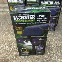 Monster Solar Bug Zapper 2in1 Solar Flood Light Solar Bug Zapper Electric Mosquito Zappers 1200V High Powered Pest Control Mosquito Zapper
