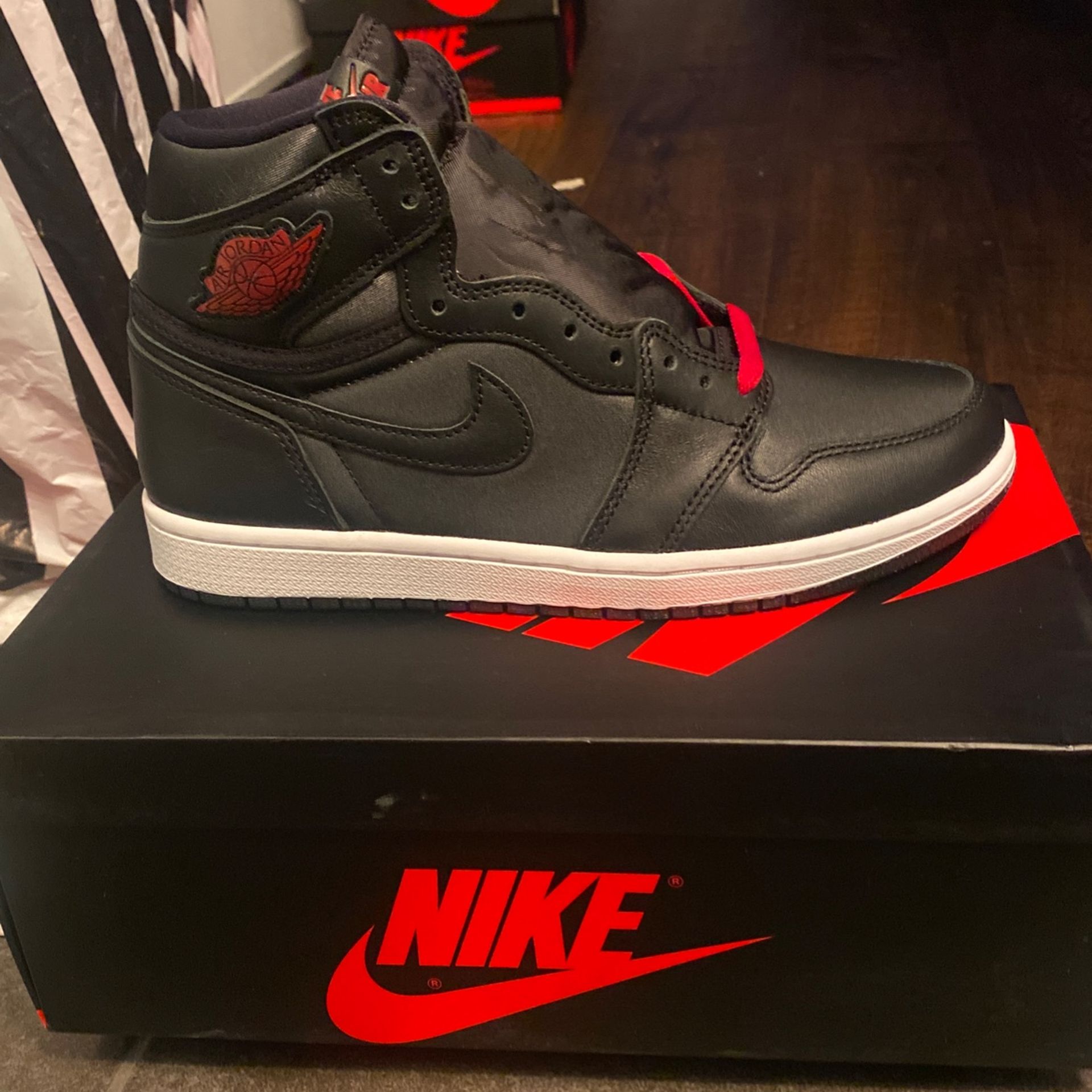 New Jordan 1 Black satin High