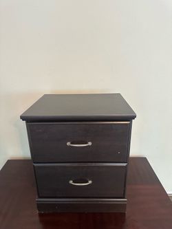 Sleek Dark Wood 2-Drawer Nightstand – Modern & Spacious