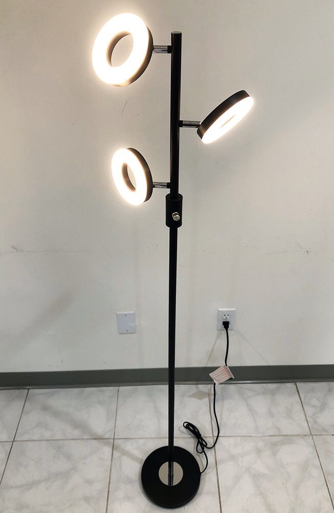 New $30 LED 3-Light Floor Lamp 5ft Tall Adjustable Tilt Lighting Fixture Home Decor Office