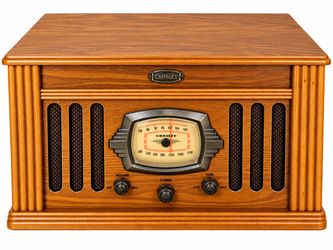Beautiful Crosley wooden cabinet with a classic vintage design.