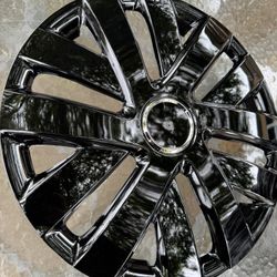 black hubcasp 16” fits toyota, honda, hiunday, mazda, nissan, volkswagen, kia, and more 4pcs polvera