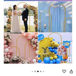 Arch Backdrop Stand Set of 3, 6 ft/ 5 ft/ 4 ft Party Arch Stands for Wedding, Birthday, Baby Shower, Bridal Shower - Balloon Arched Frame for Garden D