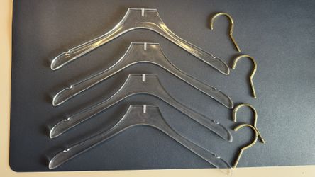 4 Clear Clothes Hangers With Gold Hooks