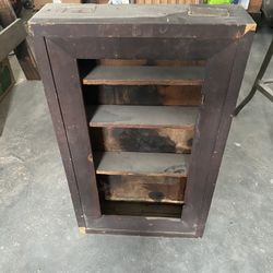 Antique wood medicine or display cabinet