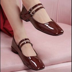 CUCCOO DOLLMOD Women's Fashion Wine Red Mary Jane Short Chunky Heel Casual Daily Wear Office Work Party Commuting Pumps BURGUNDY Heels Pumps 