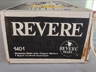 NEW Vtg 1980s Revere Cookware 1 QT Saucepan Pot 1401 Copper Bottom SS with Lid