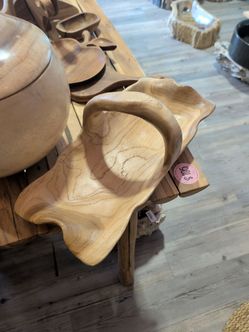 Handcarved Wooden Tray with Handle