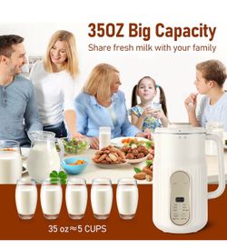 Nut Milk Maker, AlfaBot N2 Automatic Almond Milk Machine for Homemade Plant-Based Milk, Oat, Soy, Yogurt, 5 Modes/35OZ Big Capacity Soy Milk Maker wit