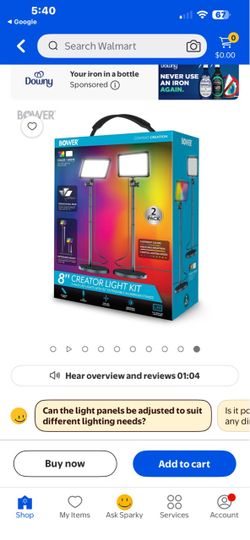 Bower 8" Creator LED RGB Light Kit 2-Pack w/ 32" Extendable Aluminum Stands , Perfect for Content Creation $35.00