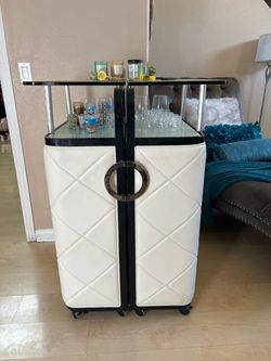 White Leather Bar Cart