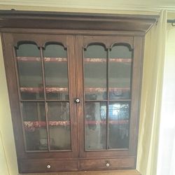 SOLID WALNUT WOOD CHINA CABINET HUTCH ORIGINAL