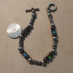 Sterling Silver Set with Glass Bead Bracelet