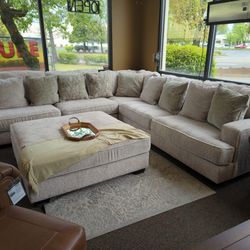 Brand New Large Big Sectional Sofa Couch White Soft Fabric 