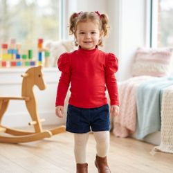 Toddler Girl Red Puff Sleeve Turtleneck Top size 5y