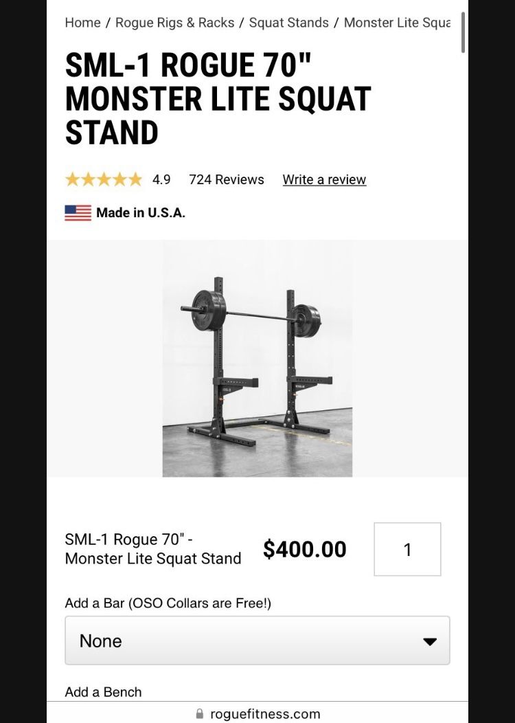 Rogue Fitness Free Squat Stand Sml Monster Lite Squat Rack Brand
