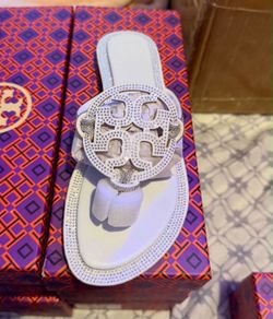 White Tory Burch Slippers