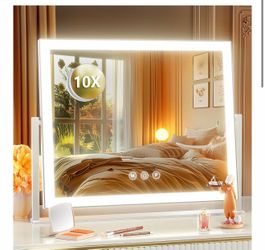 Hollywood Vanity Makeup Mirror, 17.3"x13"  with Led Lights, Three Color Lighting Modes, and 10X