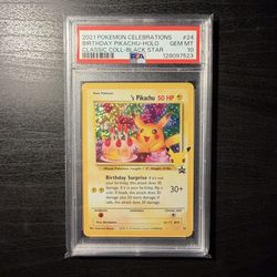 2021 POKEMON CELEBRATIONS BIRTHDAY PIKACHU-HOLO #24 PSA GEM MT 10