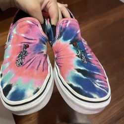 Tie Dye Vans Shoes Skull Rose Hand 