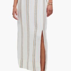 Madewell Stripe Linen Column Skirt - Size M