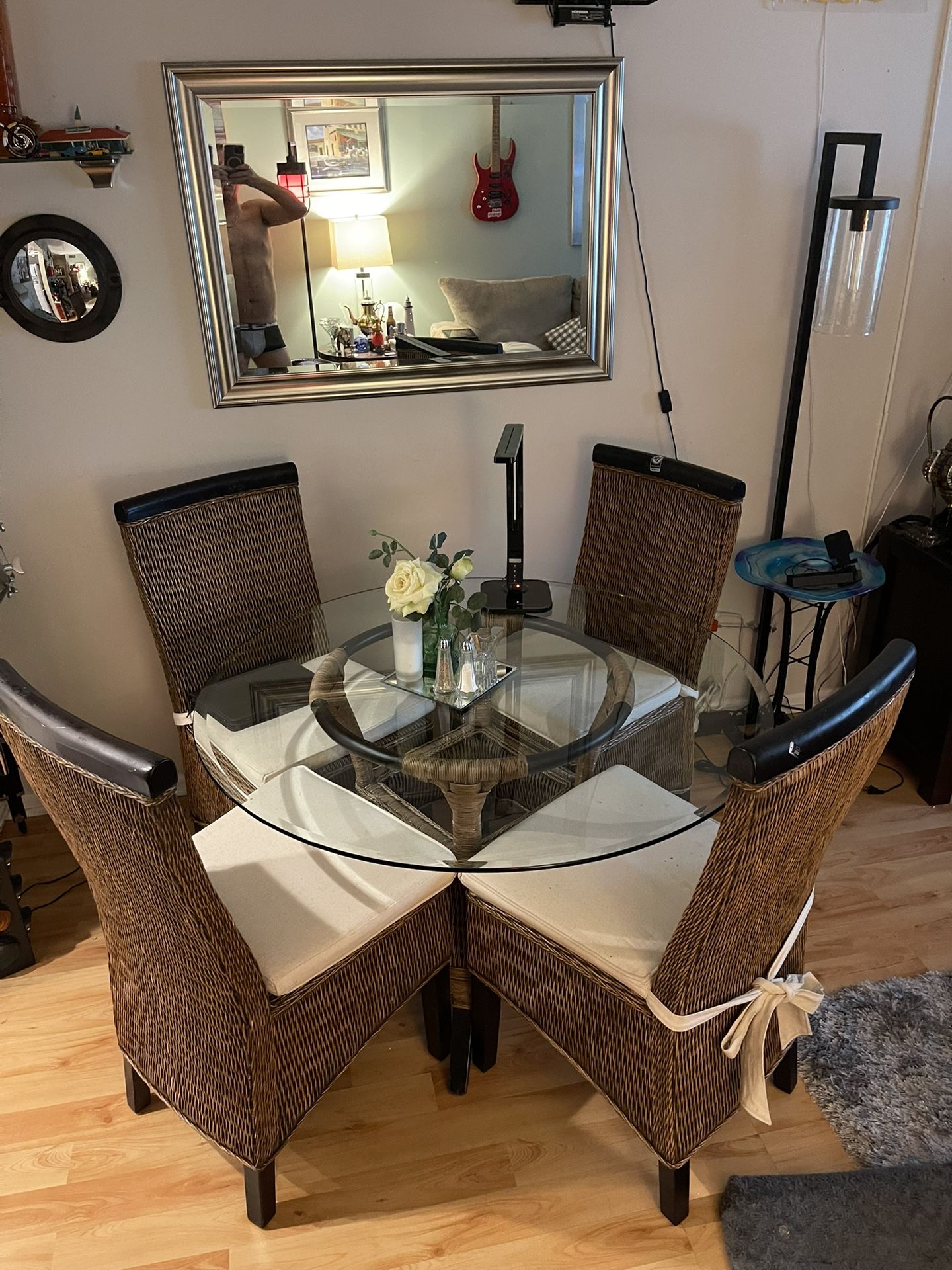 Glass Top Dining Table With Chairs (cash Only)