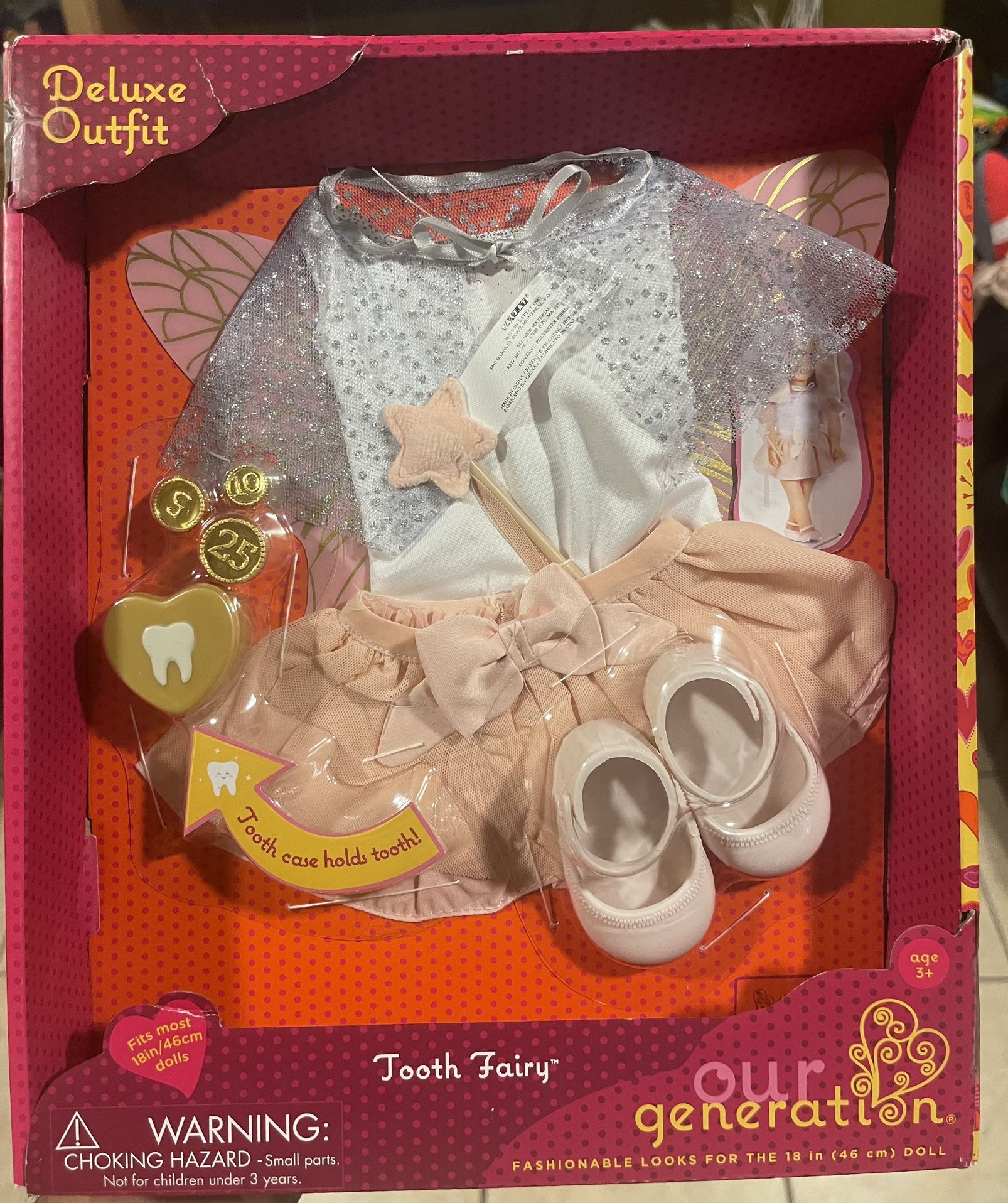 Our Generation Tooth Fairy Outfit with Wings & Star Wand Accessory for 18" Dolls