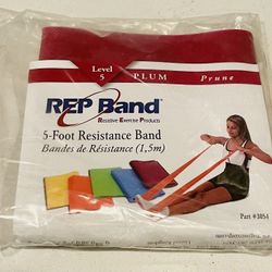 REP Band Resistive Exercise Rehab Conditioning Band, PLUM LEVEL 5, 5 FT precut