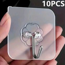 1Opcs Traceless Punch-Free Wall Hook, Mounted Plastic Hook Rack For Keys, Hats, Towels, Self-Adhesive Household Hook For Sundries, Essential Storage 