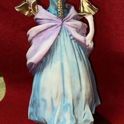 10 Inch Painted Alabaster Victorian Woman Figurine Imported From Greece