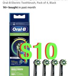 Oral-B Cross Action Replacement Brush Heads for an Oral-B Electric Toothbrush, Pack of 4, Black