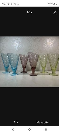 Set of 6 Colored Glass Footed Tumblers