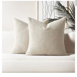 New Pack of 2 Pillow Covers 20x20 Inch, Boucle Decorative Throw Pillows Soft Boho