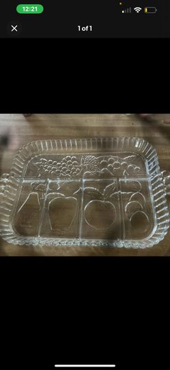 Vintage Indiana Glass Divided 5 Part Serving Relish Tray Platter Dish Fruit