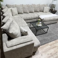 Huge Cream Sectional Couch - Delivery Available
