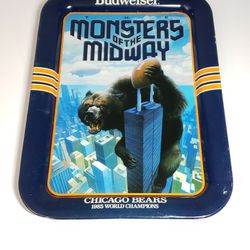Vintage Chicago Bears Monsters of The Midway 1985 Champions Budweiser Metal Tray