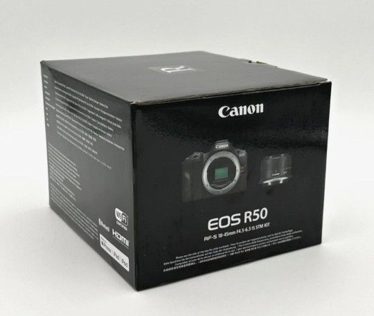Canon EOS R50 4k video Mirrorless camera with RF S18-45mm F/4.5-6.3 is STM lens 