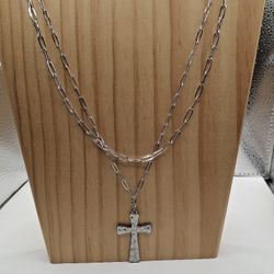 Cross Pendant Layered Necklace 