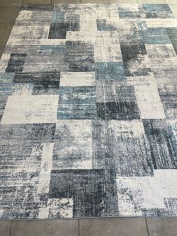 Abstract Patchwork Area Rug Gray Blue - A193 - 8x10 feet