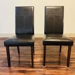 Set of 2 Black Dining Chairs – Faux Leather, Comfortable & Stylish